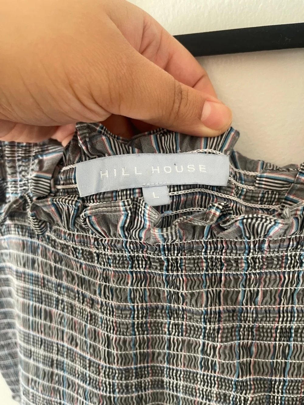 Hill House Blue Plaid Smocked Midi Dress with Flutter Straps - Picture 9 of 11